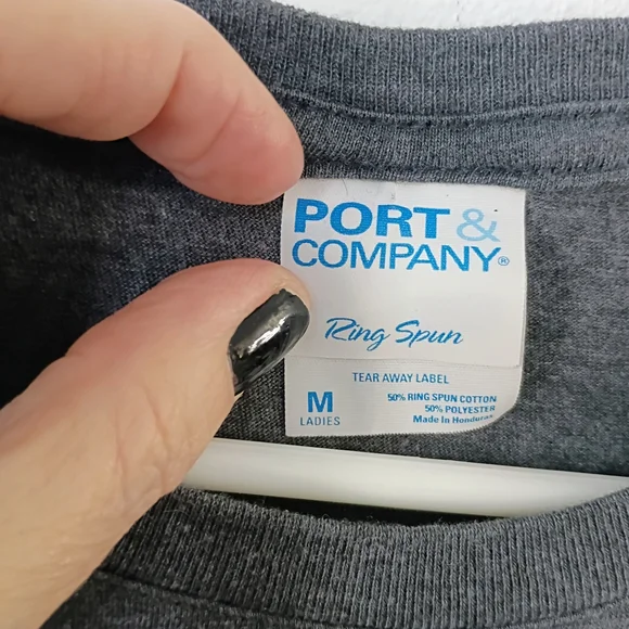 Port & Company “Allegedly” Graphic Tee Women’s Medium Gray Funny Ostrich Shirt - Picture 2 of 6